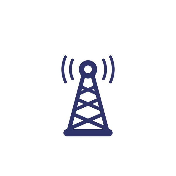 Icono de la antena o torre de radio en blanco — Vector de stock