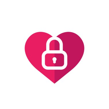 Kalp ve kilit vektör simgesi