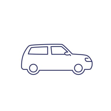 evrensel araba, beyaz üzerinde otomobil çizgisi simgesi