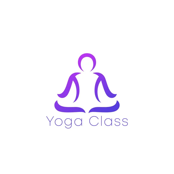 Yoga klasse logo, man in lotuspositie — Stockvector
