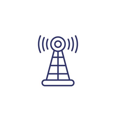 anten, radyo kulesi çizgi simgesi beyaz