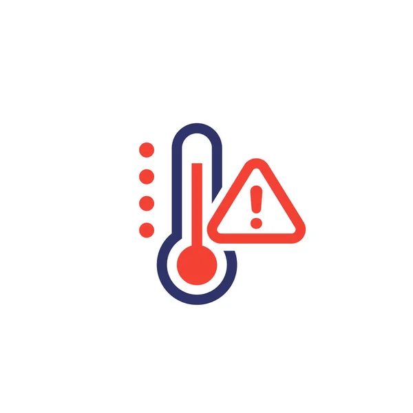 Ikona varování před vysokou teplotou na bílé — Stockový vektor