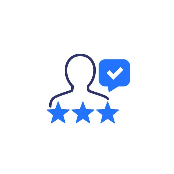 Ícone de revisão e feedback do cliente com marca de seleção — Vetor de Stock