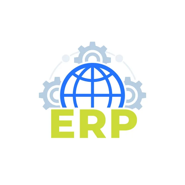 Icono de vector ERP en blanco — Vector de stock