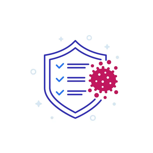 Icono de protección antibacteriana, virus y un escudo — Vector de stock