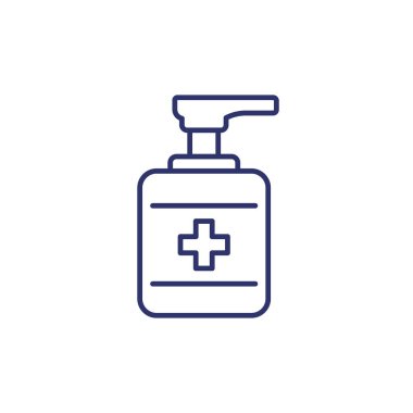 Antiseptik, beyaz üzerine alkol jeli çizgisi simgesi