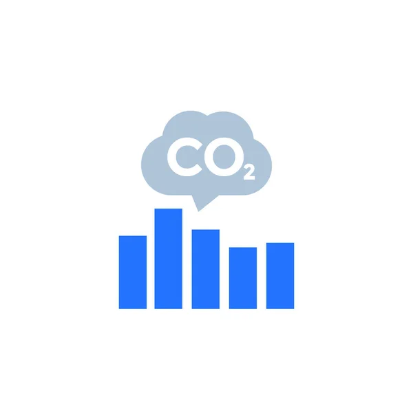 Icono del gráfico de niveles de CO2 y emisiones de carbono — Vector de stock