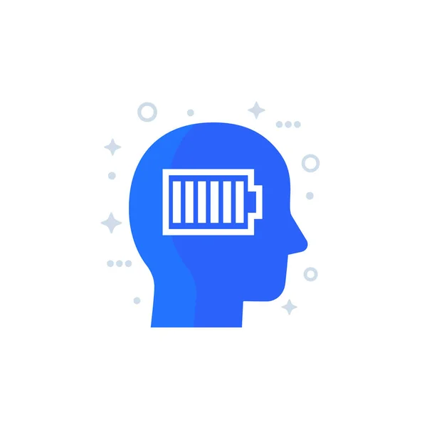 Plná energetická ikona s hlavou a baterií — Stockový vektor