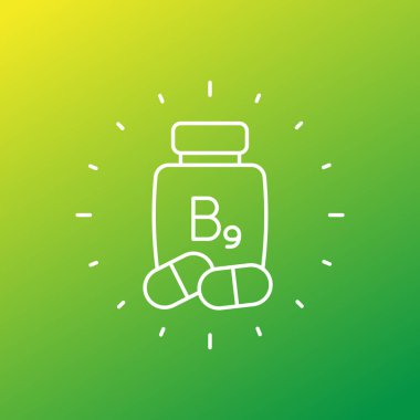B9 vitamin veya folat çizgi vektör simgesi