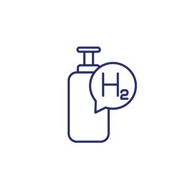 Hidrojen gazı tankı çizgi simgesi beyaz üzerine