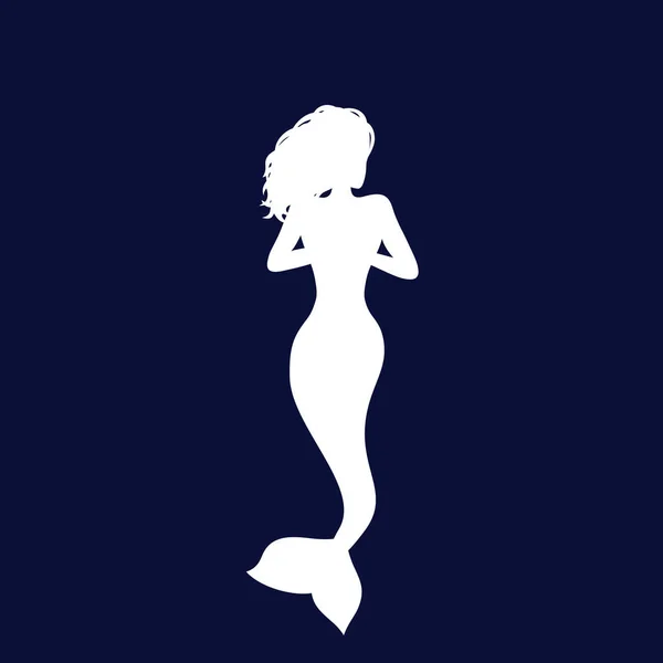 Sirena silhouette, mare cameriera vettoriale arte — Vettoriale Stock