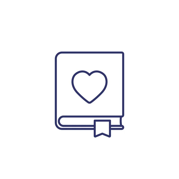 Love diary icon, line vector — 스톡 벡터