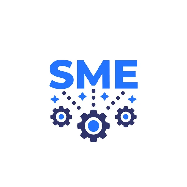 Icono PYME, pequeña y mediana empresa en blanco — Vector de stock