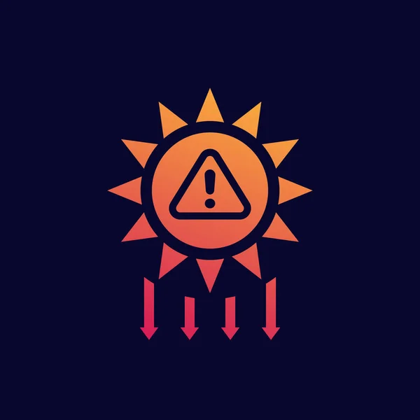 Promieniowanie UV ostrzeżenie słoneczne ikona wektora ultrafioletowego — Wektor stockowy