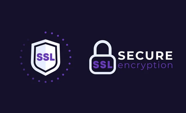 SSL iconos seguros en la oscuridad — Vector de stock