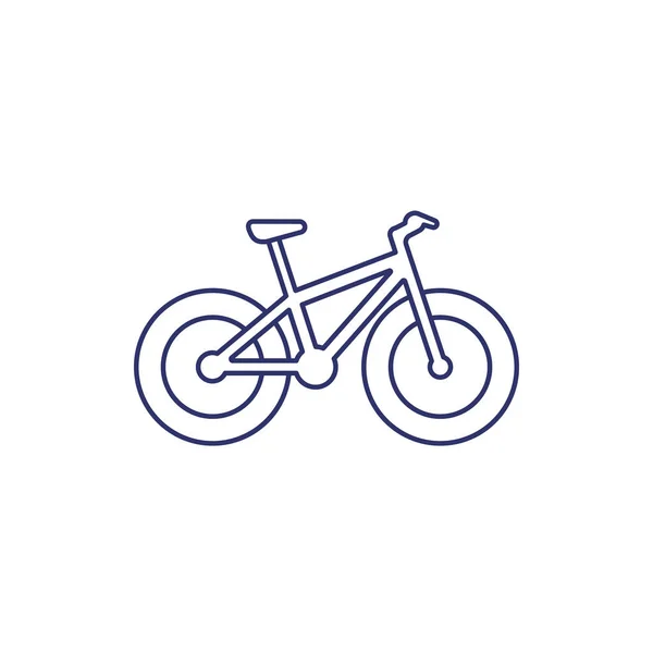 Icono de bicicleta de grasa, vector de línea de bicicleta de nieve en blanco — Vector de stock