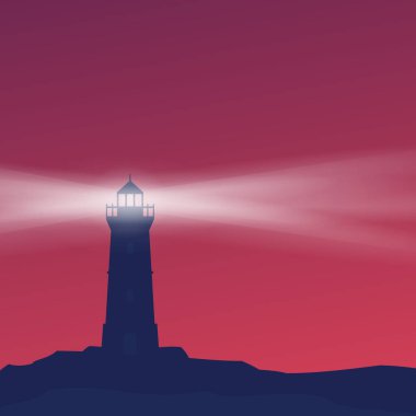 Sahildeki deniz feneri, vektör çizimi