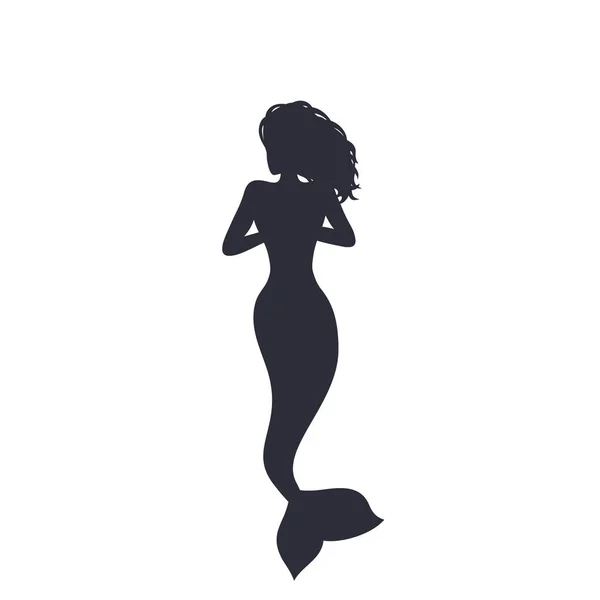 Sirène isolée sur blanc, art vectoriel de la femme de mer — Image vectorielle