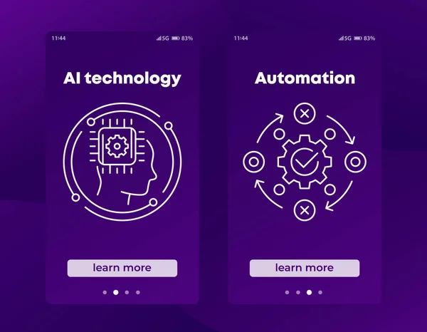 AI technológia és automatizálási bannerek a weben — Stock Vector