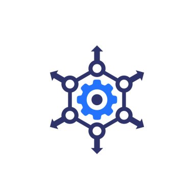 beyaz üzerine dağıtım süreci simgesi