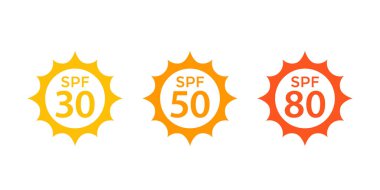 spf 30, 50, 80, güneş, UV koruması, vektör simgeleri