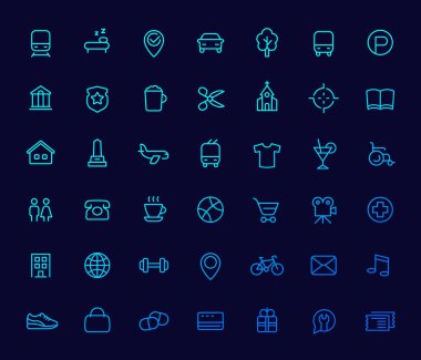 Haritalar, navigasyon uygulamaları ve vektör için satır simgeleri ayarlandı