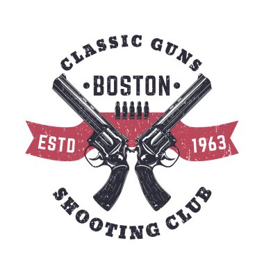 Klasik silah baskısı, tabancalı klasik logo.