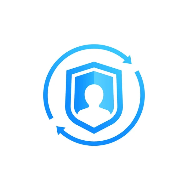 Gebruiker privacy en veiligheid pictogram op wit — Stockvector