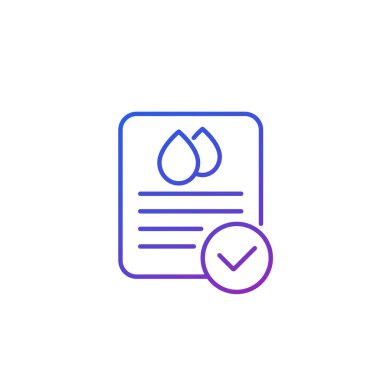 Beyaz üzerinde su kalitesi kontrol çizgisi simgesi