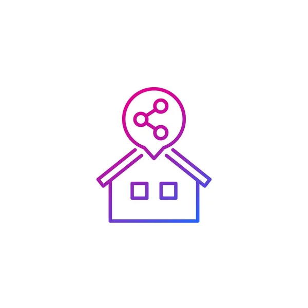 Home sharing lijn pictogram op wit — Stockvector