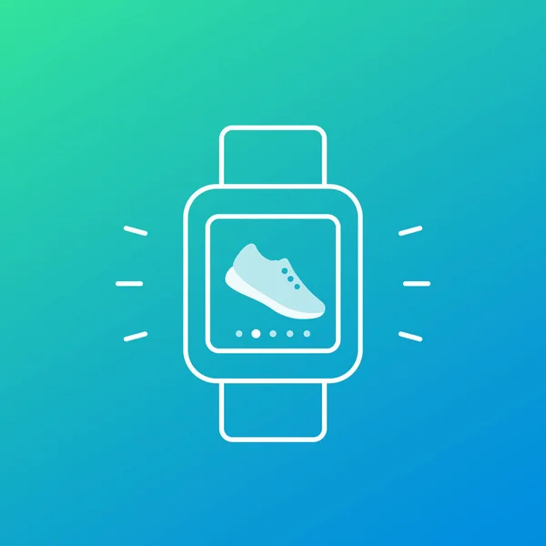 Fitness, running app, pedometer, step counter icon — Stock Vector