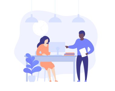 bilgisayar ve vektörde çalışan yönetici ve işveren