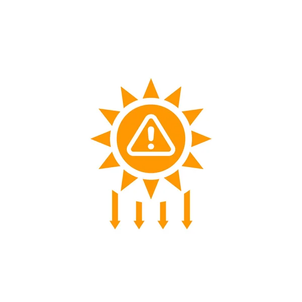 Advertencia de radiación UV e icono solar ultravioleta — Vector de stock