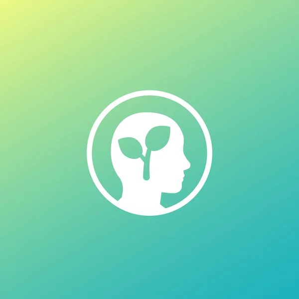 Icône de croissance personnelle avec tête et plante — Image vectorielle