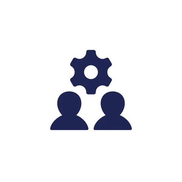 Icono de interacción de personas con equipo y usuarios — Vector de stock