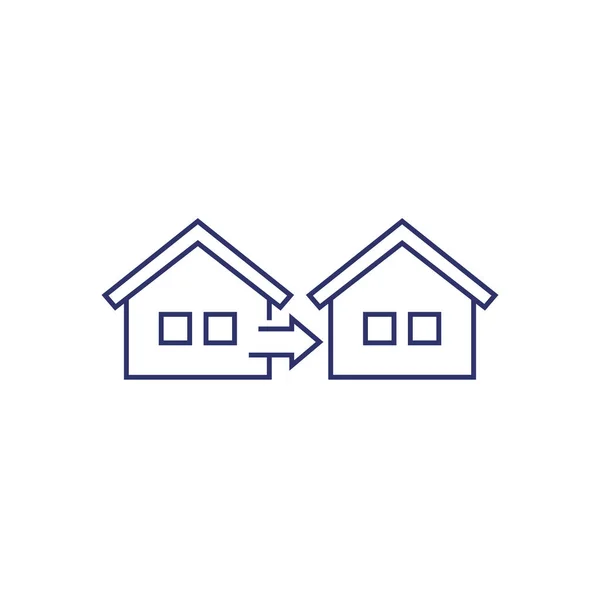 Εικονίδιο αφαίρεσης με δύο σπίτια, διάνυσμα γραμμής — Διανυσματικό Αρχείο