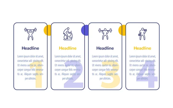 Treinamento e treino de ginástica, infográfico de quatro passos —  Vetores de Stock