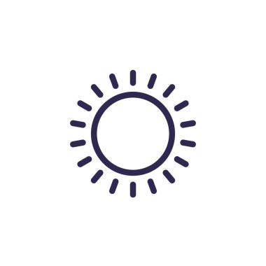 Güneş simgesi, beyaz üzerine çizgi vektörü