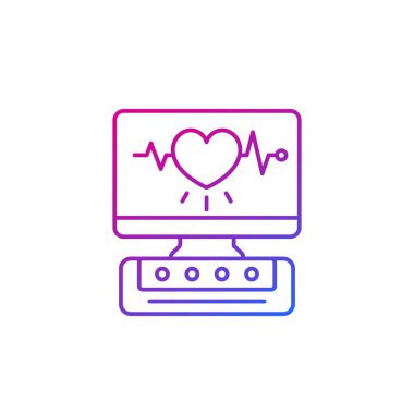 ecg makinesi ve kalp teşhis çizgisi simgesi