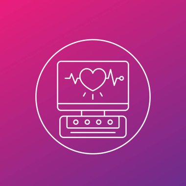 ecg makinesi, kalp tanılama çizgisi vektör simgesi