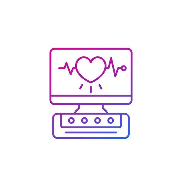 Ecg maszyna i ikona linii diagnostyki serca — Wektor stockowy