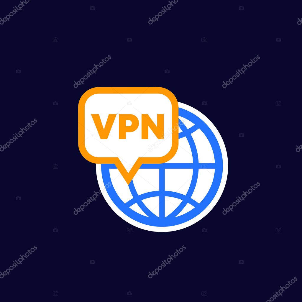 VPN vector icon on dark, eps 10 file, easy to edit