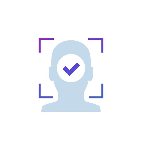 Reconocimiento facial o icono de exploración facial biométrica — Vector de stock