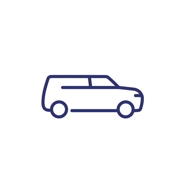 Carro universal, ícone de linha de automóvel no branco — Vetor de Stock