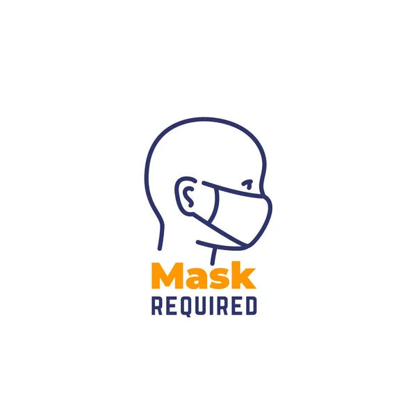 Mask tanda yang dibutuhkan, ikon baris di putih - Stok Vektor