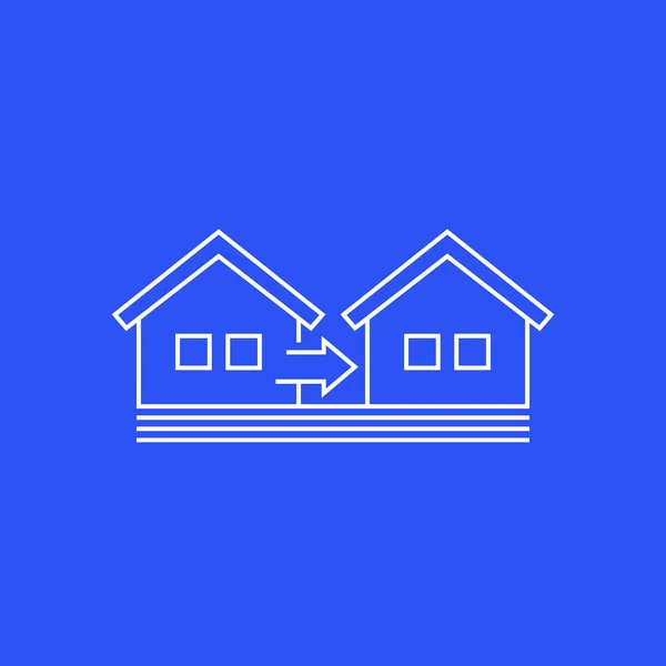 Εικονίδιο αφαίρεσης με δύο σπίτια, γραμμική σχεδίαση — Διανυσματικό Αρχείο