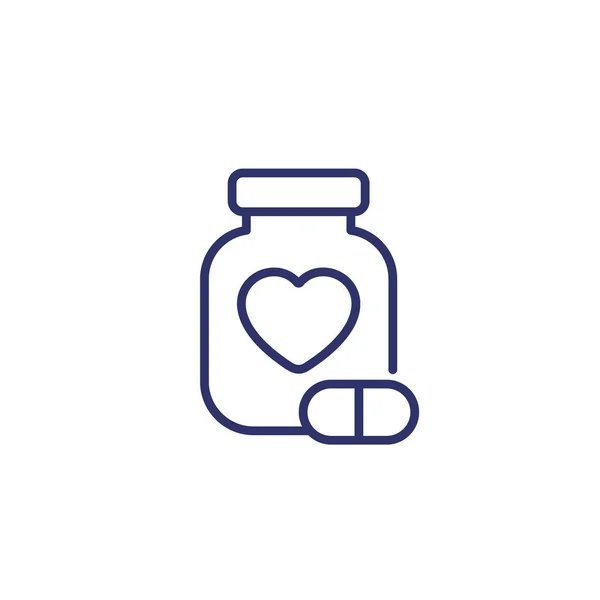 Flasche Pillen für Herzliniensymbol — Stockvektor
