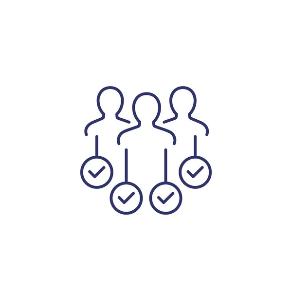 HR, people with check marks line icon — 图库矢量图片