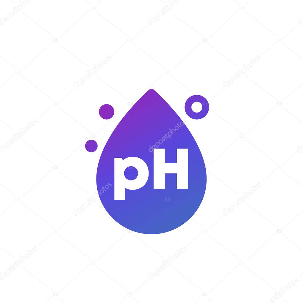 Ph icon with a drop, vector, eps 10 file, easy to edit