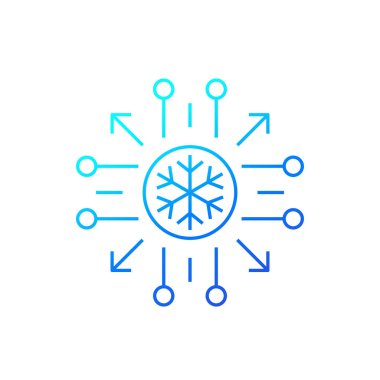 soğutma, donma simgesi, çizgi vektörü